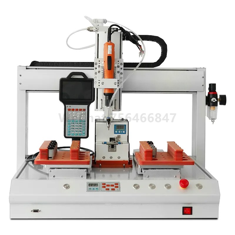 Adsorption type dual station automatic screwing machine