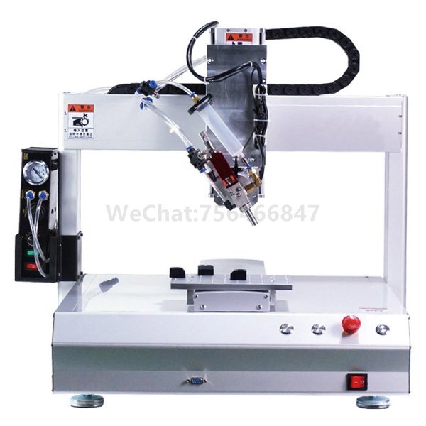 The dispenser is dispensing UV adhesive to the mobile phone speaker. Application instructions